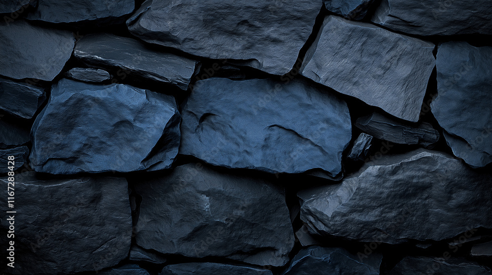Dark blue stone rock texture background with rugged appearance, showcasing various shapes and sizes of stones. This evokes sense of strength and natural beauty Dark blue stone rock texture background with rugged appearance, showcasing various shapes and sizes of stones. This evokes sense of strength and natural beauty