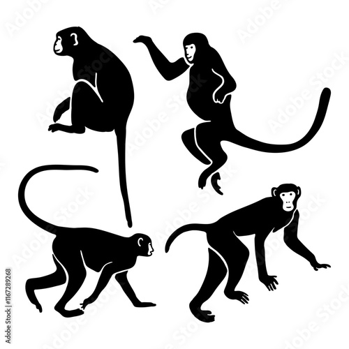 Hand drawn monkey silhouette logo icon