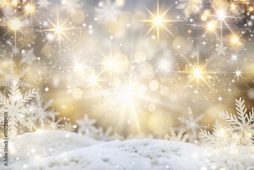 Winter Wonderland Background with Snowflakes and Stars
