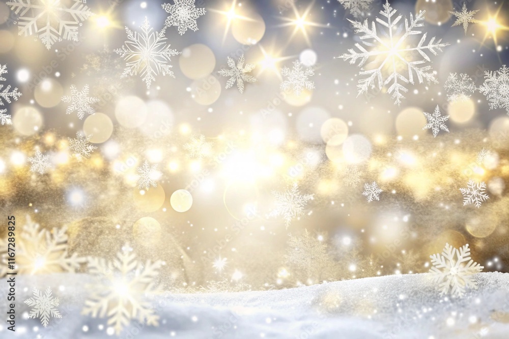 Naklejka premium Winter Wonderland Background with Snowflakes and Stars