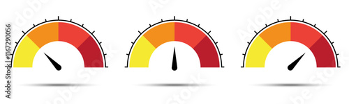Speedometer or rating meter signs, gauge meter vector illustration