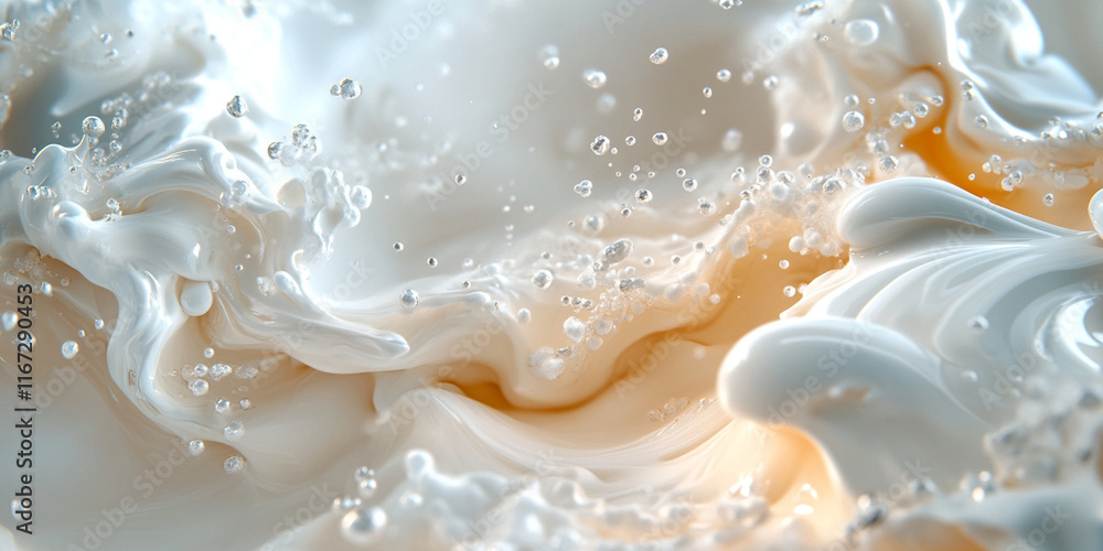 abstract composition. White, glossy, viscous mass flows in a beautiful pattern abstract composition. White, glossy, viscous mass flows in a beautiful pattern