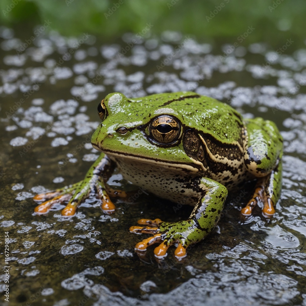 Zoom in on the delicate webbed feet of a frog. Zoom in on the delicate webbed feet of a frog.