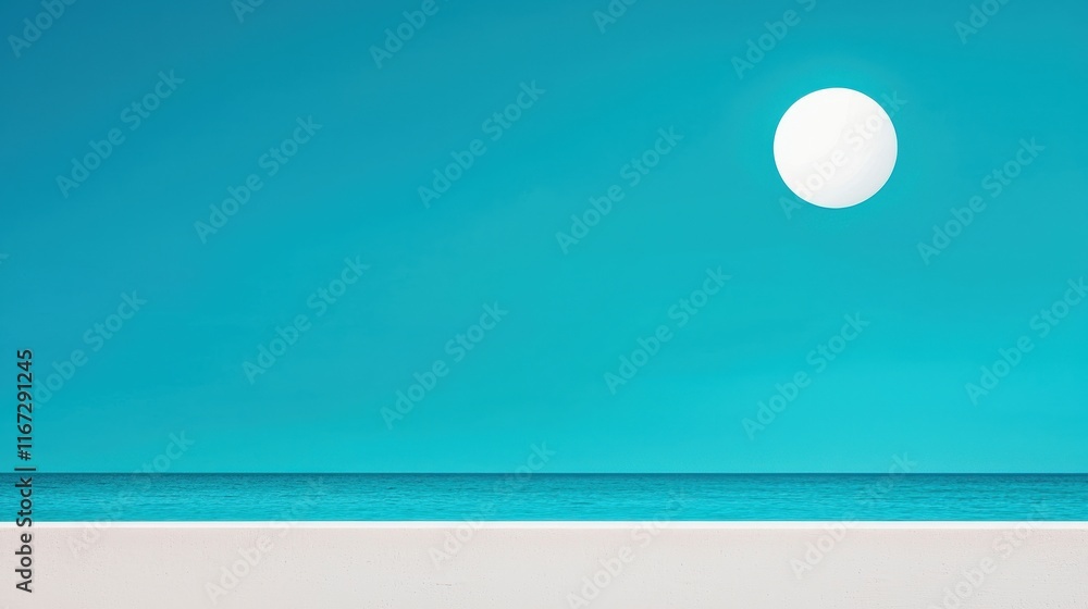A serene beach scene features a bright sun and calm turquoise waters, evoking tranquility and relaxation. A serene beach scene features a bright sun and calm turquoise waters, evoking tranquility and relaxation.