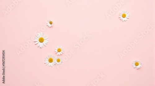 Daisies On Pink Background