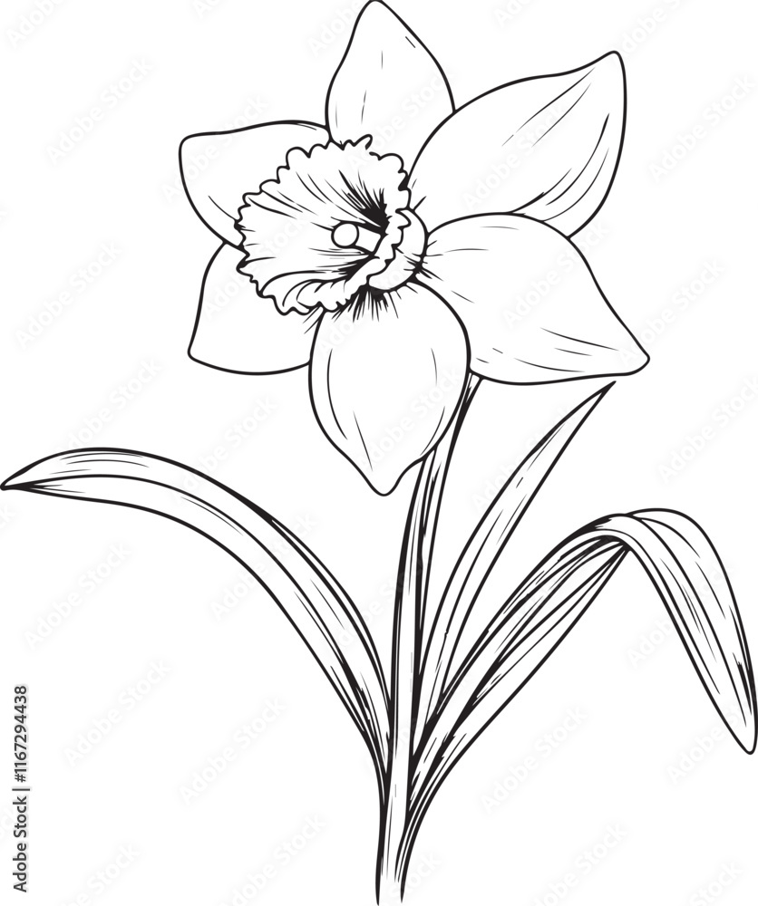 Obraz premium Graceful Daffodil Line Art