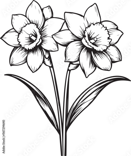 Graceful Daffodil Line Art
