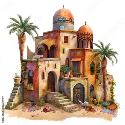 Middle Eastern Arabic Houses Christmas Nativity Story Elements photo