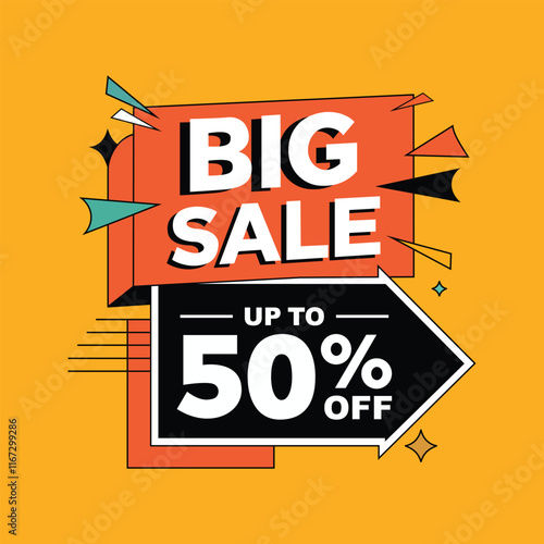 Bright Yellow Big Sale Promotional Graphic with 50% Off
