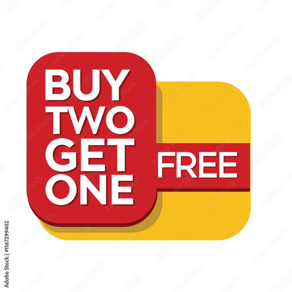 Fototapeta premium Buy Two Get One Free Promotional Offer in Red and Yellow Colors