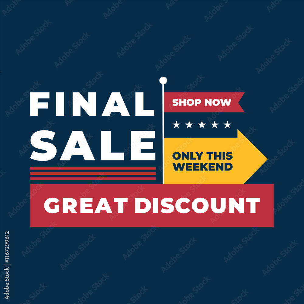 Fototapeta premium Final Sale Promotion with Bold Red and Blue Design Great Discount