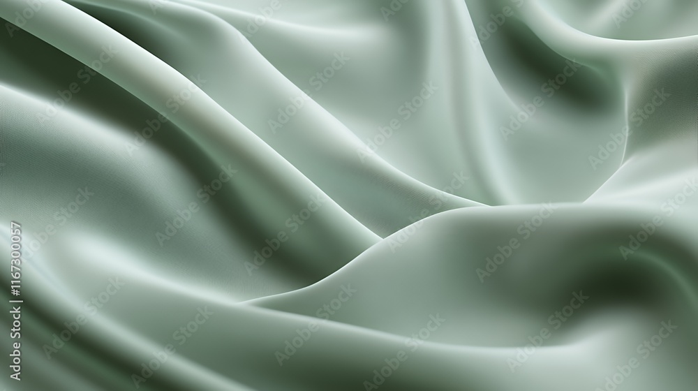 Obraz premium Soft Sage Green Fabric Draped in Gentle Waves