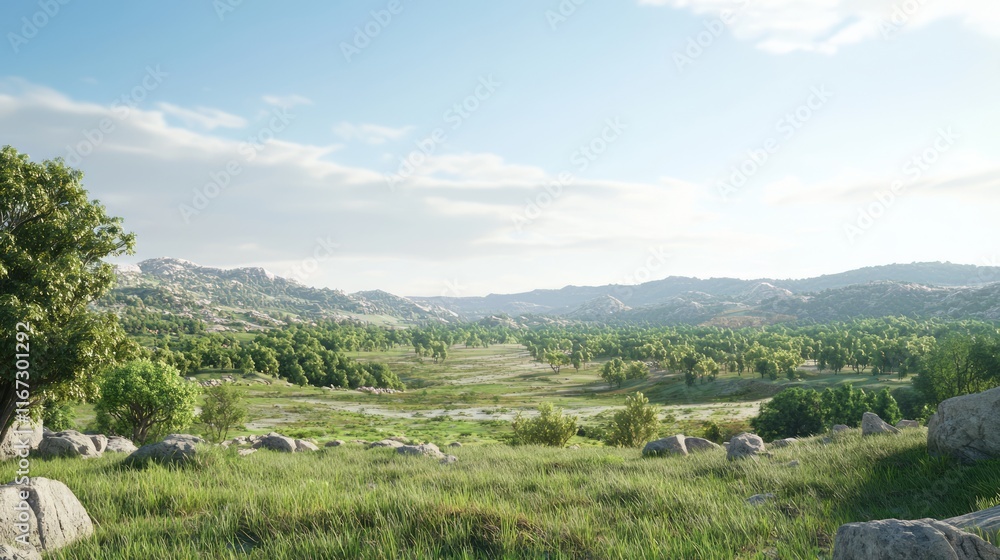 Prehistoric Valley: Stone Age Wildlife and Humans in Harmony with Nature - Photorealistic and Ultra-Detailed Landscape Scene Prehistoric Valley: Stone Age Wildlife and Humans in Harmony with Nature - Photorealistic and Ultra-Detailed Landscape Scene