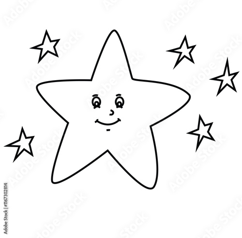 Cute cartoon hand drawn vector star coloring page.