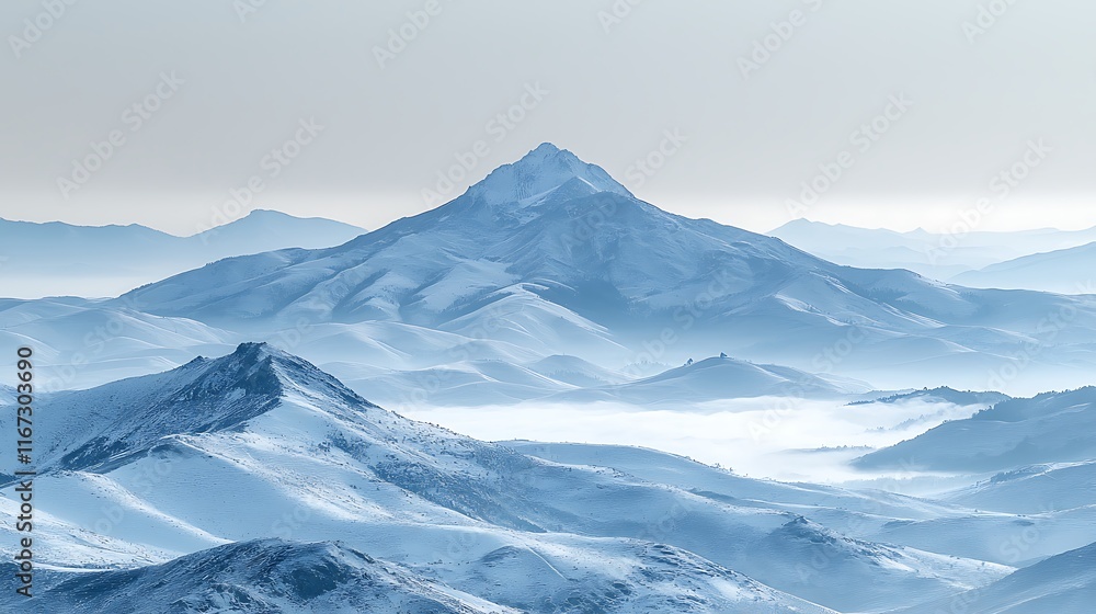 Majestic Winter Mountain Range Snow Covered Peaks Majestic Winter Mountain Range Snow Covered Peaks
