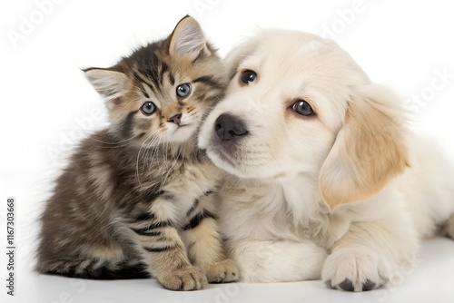 Quadro su tela Adorable Kitten and Puppy Together – Heartwarming Stock Photo