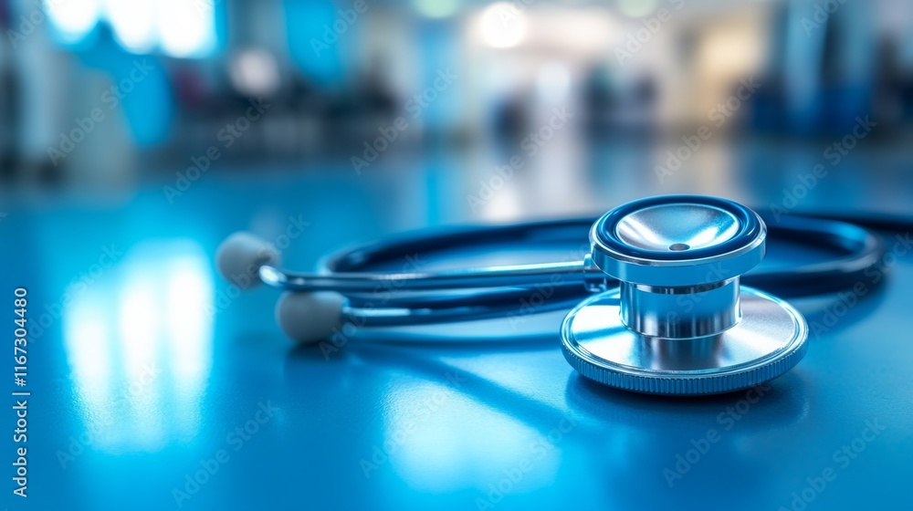 Stethoscope in a Bright Clinic Environment Stethoscope in a Bright Clinic Environment