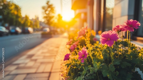Wallpaper Mural Vibrant Flowers in Outdoor Setting During Sunset Torontodigital.ca