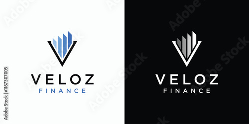 Vector logo design of initial letter V and growth graph with modern, simple, clean and abstract style. Icon for business, technology, finance and personal branding.