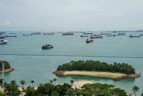 Singapore, Asia, ships docked at sentosa harbour