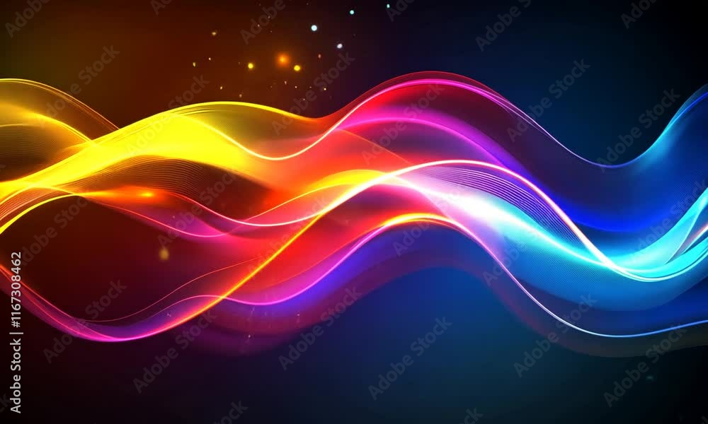 Vibrant Rainbow Waves with Sparkling Dust and Glowing Lights Vibrant Rainbow Waves with Sparkling Dust and Glowing Lights