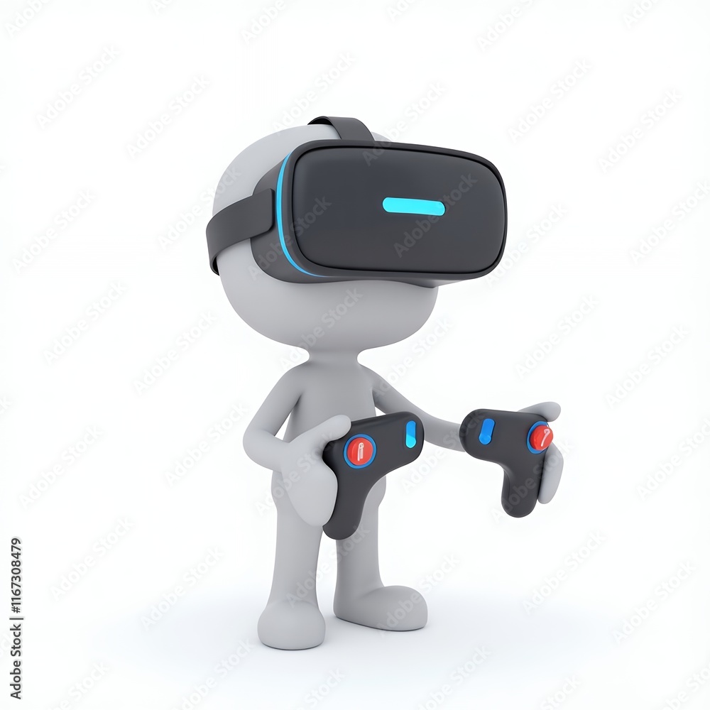 Virtual Reality Gamer: A 3D Render of an Avatar Immersed in a Virtual World Virtual Reality Gamer: A 3D Render of an Avatar Immersed in a Virtual World