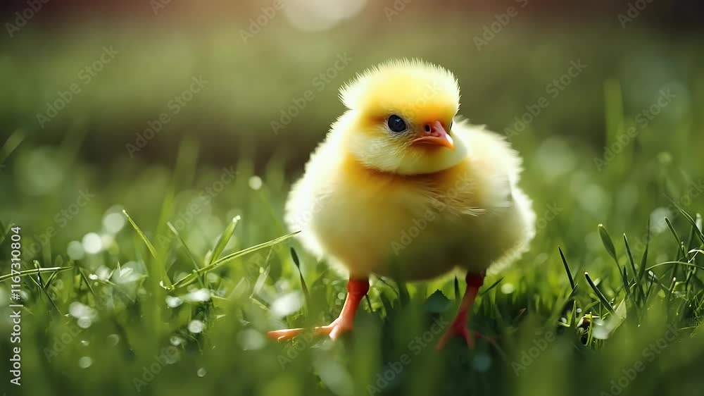 Adorable Newly Hatched Chick Exploring Green Grass Selective Focus Perfect Nature Loving Audiences Easter Themed Content Creation Adorable Newly Hatched Chick Exploring Green Grass Selective Focus Perfect Nature Loving Audiences Easter Themed Content Creation