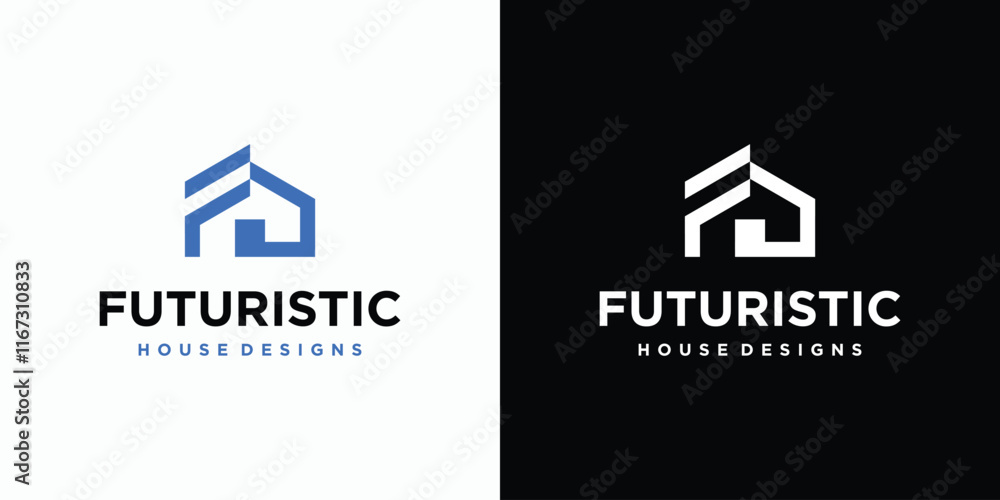 Obraz premium Vector logo design of initial letters F and D in the shape of a house with a modern, simple, clean and abstract style. Icon for business, architect, construction and personal branding.
