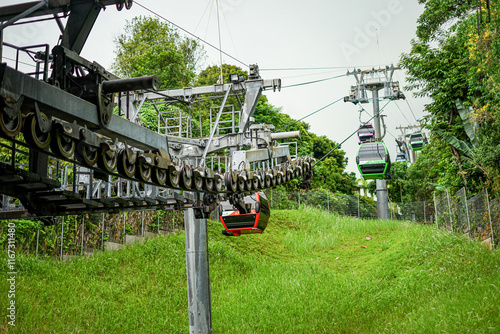 Singapore, Asia, view of a cable car system
