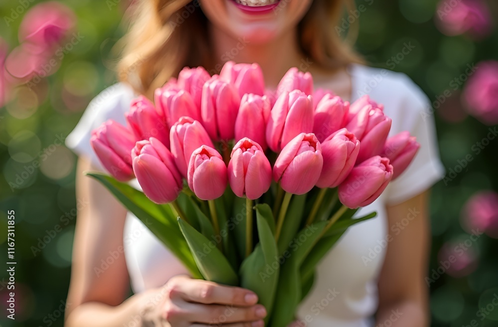 Woman holding tulips Woman holding tulips