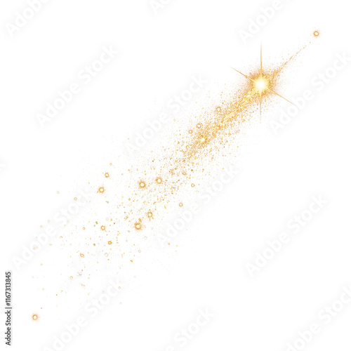 Golden shooting star with sparkles png clipart transparent