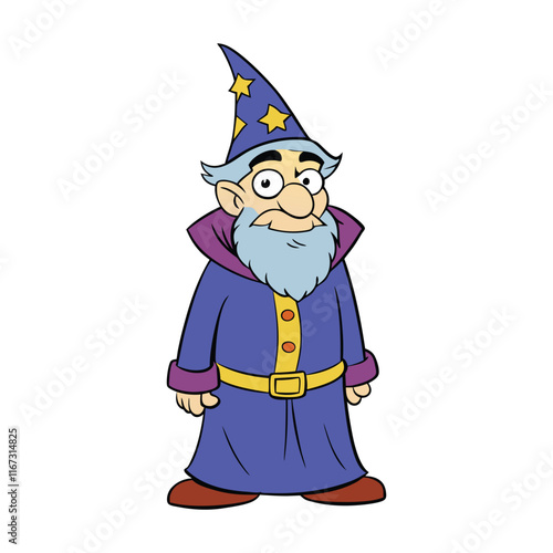 Wizard Cartoon Character Design Mascot Vector Illustration