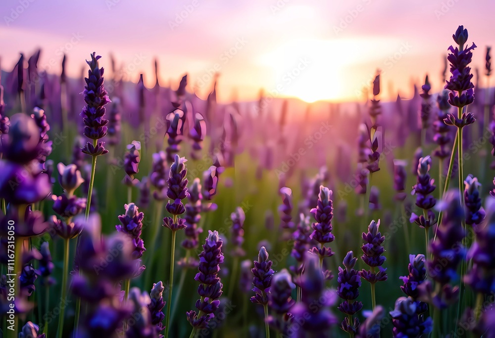 Naklejka premium Lavender flowers in Provence France Macro image shallow depth of field Beautiful nature background