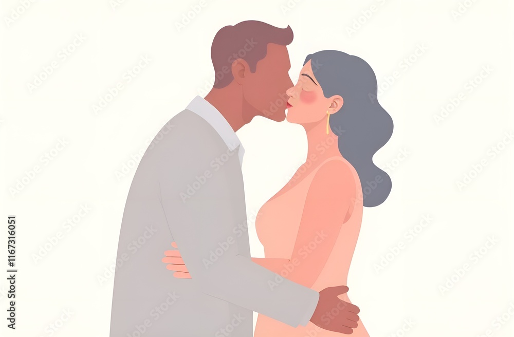 Obraz premium Woman and man kissing