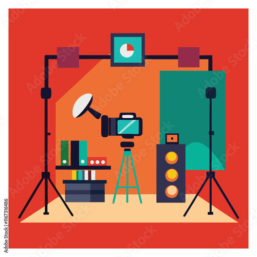 photo camera and studio illustration