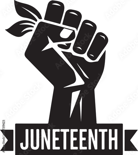 Juneteenth icon silhouette vector with white background