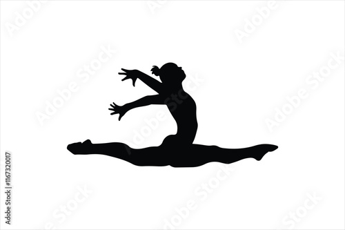 Gymnastics jump illustration on white background. yoga vector. playing women