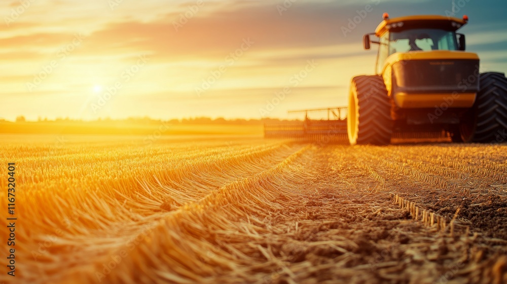 Fototapeta premium Tranquil Farming Scene at Sunset with Soft Lighting
