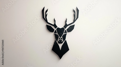 Modern black deer wall art for contemporary decor. Generative AI photo