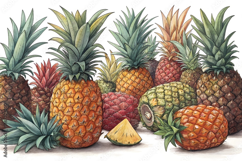 hand drawn Lots of Pineapple hand drawn Lots of Pineapple