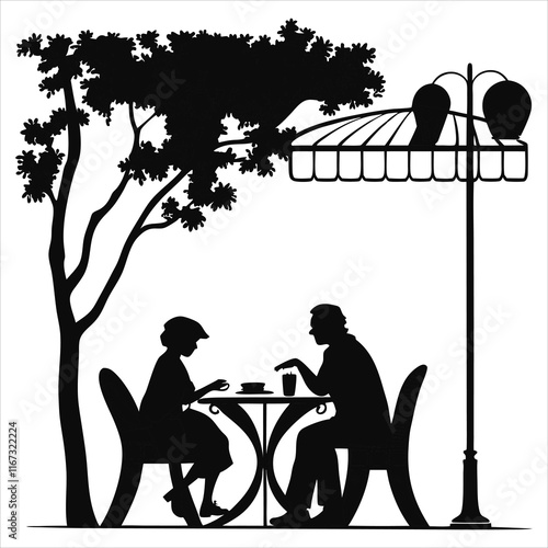 Vector silhouette of man sitting in a garden chair