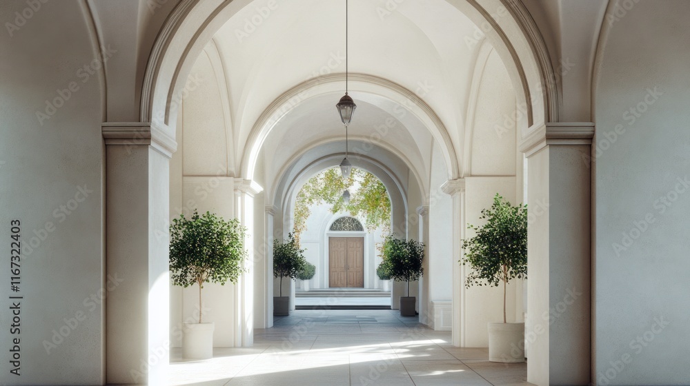 Fototapeta premium Serene Archway: A Tranquil Architectural Passage