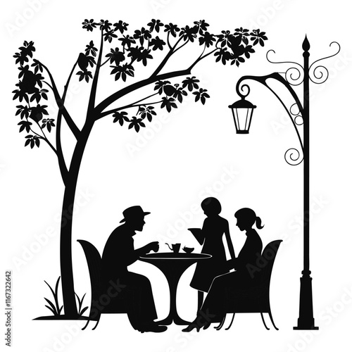 Vector silhouette of man sitting in a garden chair