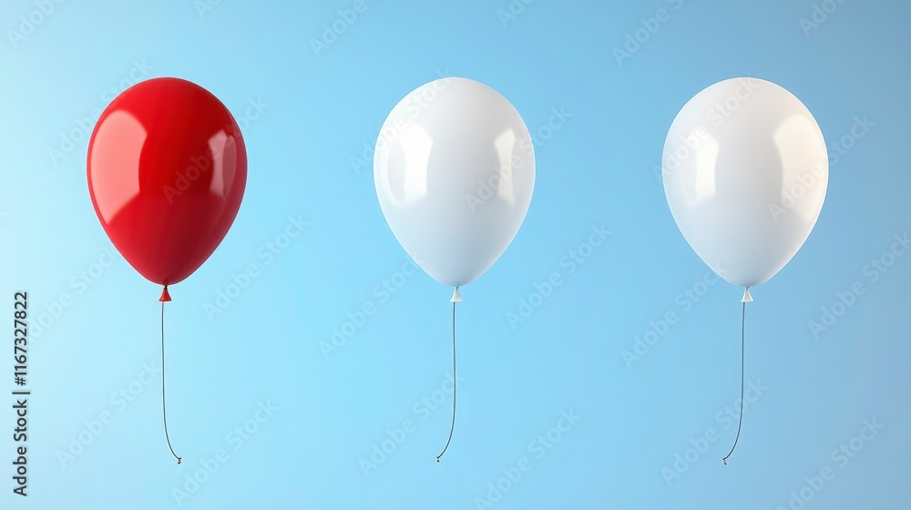One Red Balloon and Two White Balloons One Red Balloon and Two White Balloons