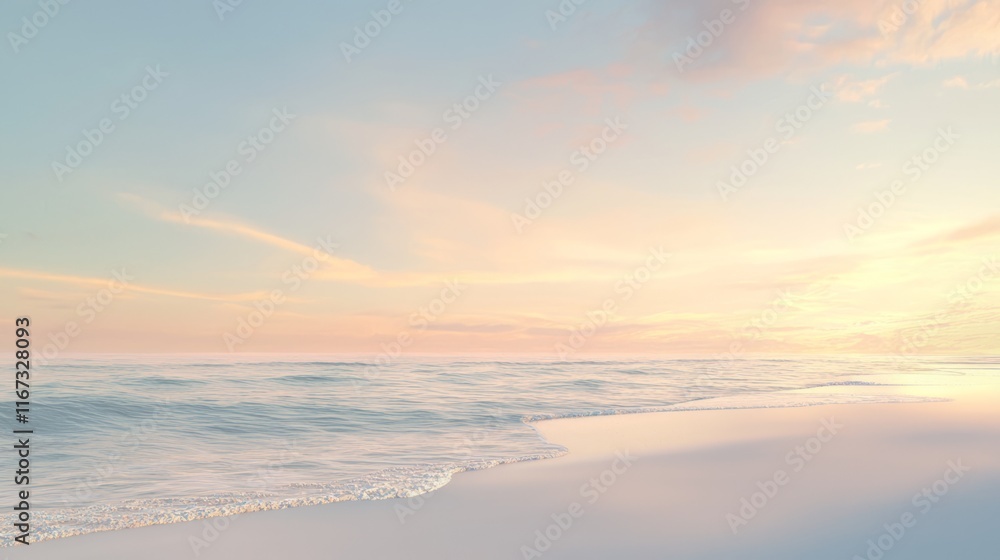 Dawn of Serenity: Tranquil Beach Scene with Misty Ocean, Gentle Waves, and Promise of New Beginnings - Photorealistic Ultra-Detailed View Dawn of Serenity: Tranquil Beach Scene with Misty Ocean, Gentle Waves, and Promise of New Beginnings - Photorealistic Ultra-Detailed View