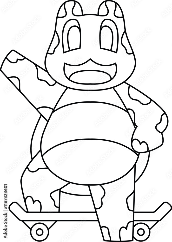 Fototapeta premium Turtle Skater Skateboard Animal Vector Graphic Art Illustration