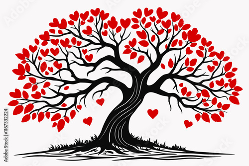 
Vector Line Art Valentine 'The Adoration Oak' Design in White