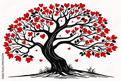 
Vector Line Art Valentine 'The Adoration Oak' Design in White