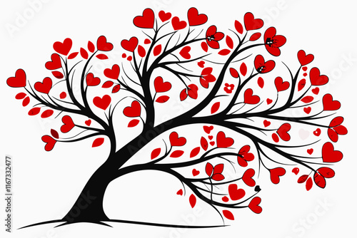 
Vector Line Art Valentine 'The Adoration Oak' Design in White