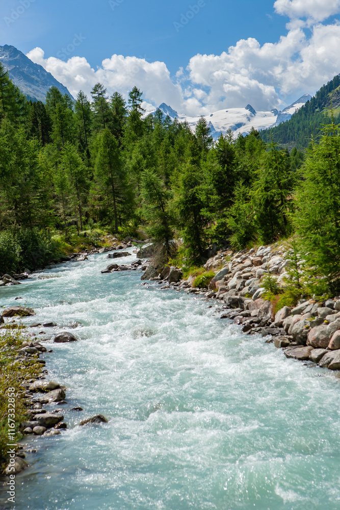 Landscape of Val Roseg with it glacier in the background-Pontresina-Switzerland